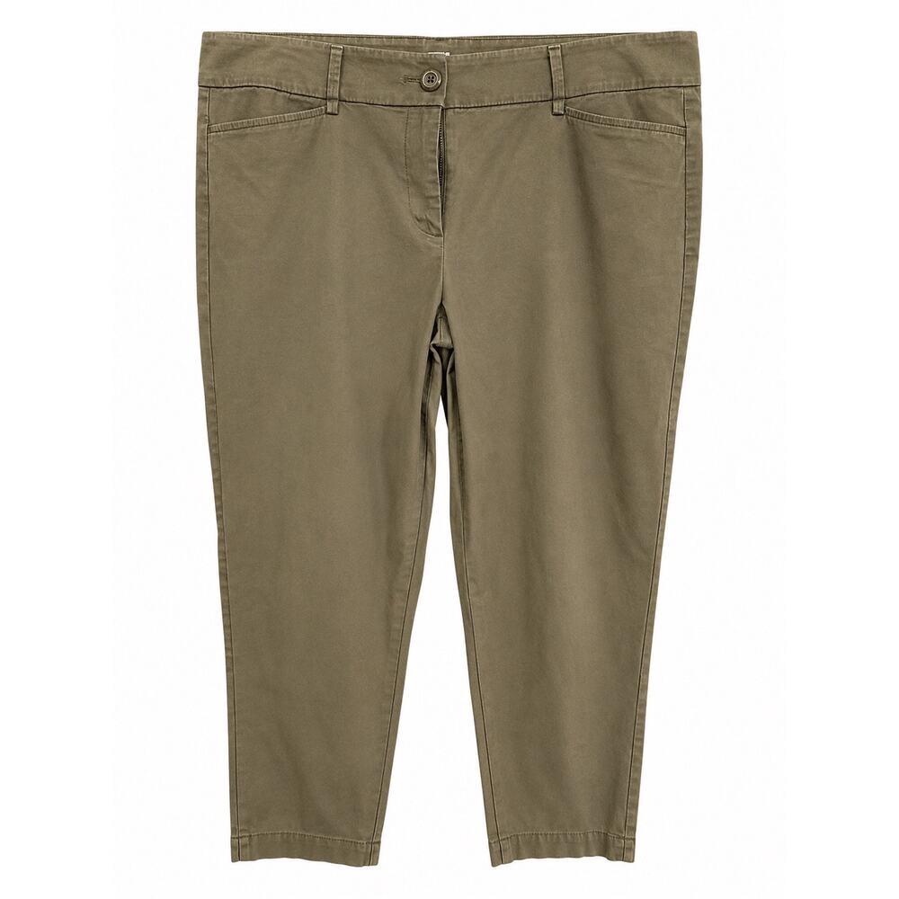 Ann Taylor LOFT Womens 12 Olive Cropped Chino Pants Stretch Quiet Luxury Ankle